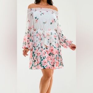 Floral Womens Long Sleeve Floral Fit + Flare Dress